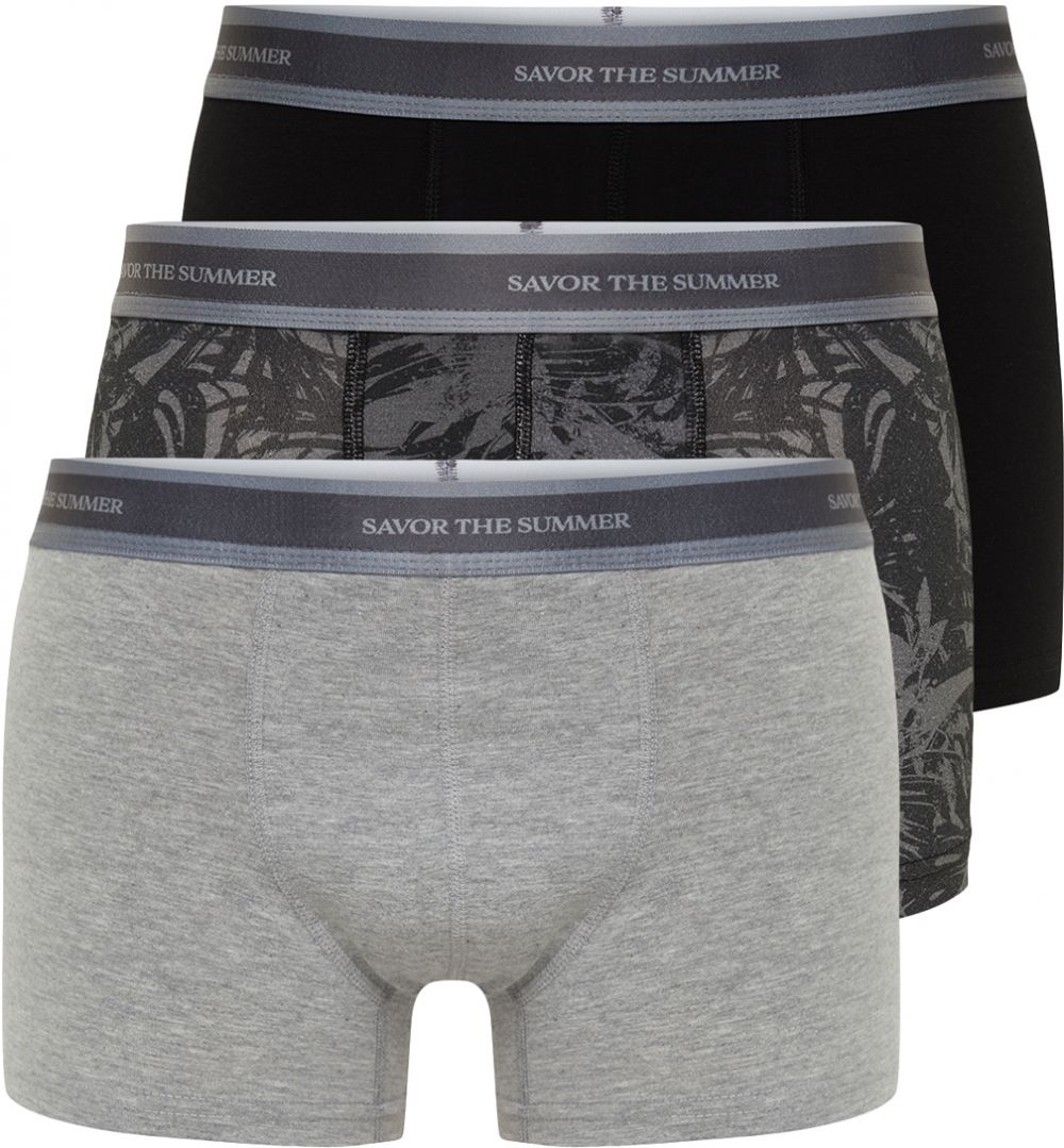 Trendyol Multicolored 3-Piece Tropical Printed-Flat Pack Cotton Boxers