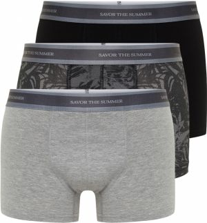 Trendyol Multicolored 3-Piece Tropical Printed-Flat Pack Cotton Boxers