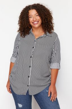 Trendyol Curve Black and White Striped Shirt