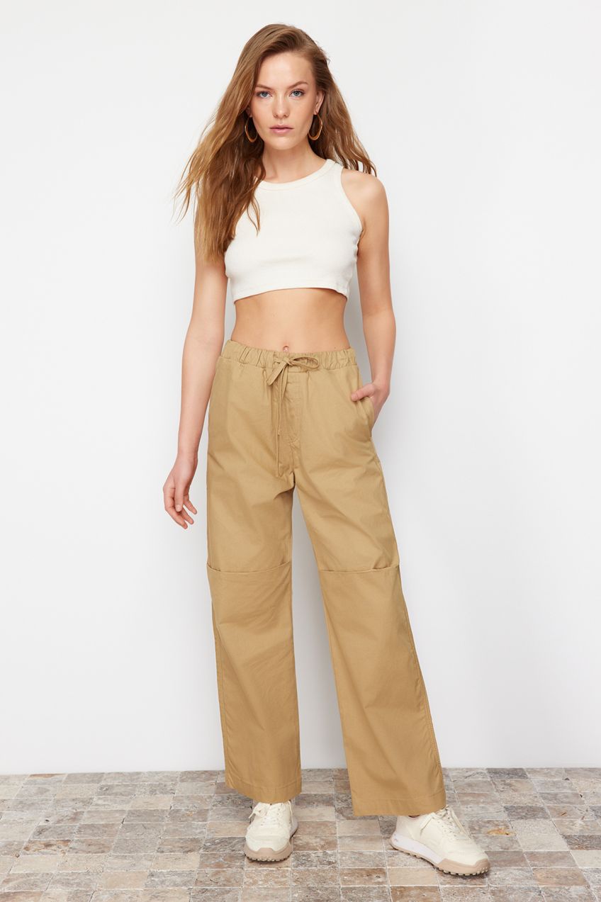 Trendyol Camel Waist Elastic Parachute High Waist Jeans