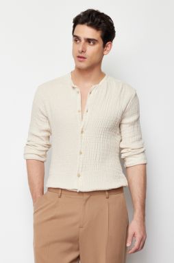 Trendyol Stone Muslin Crew Neck Regular Fit Shirt
