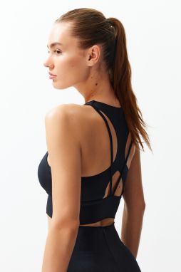 Trendyol Premium Black Supportive/Shaping Back Barter Detailed Knitted Sports Bra