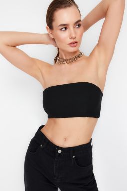 Trendyol Black Crop Gimped Woven Bustier