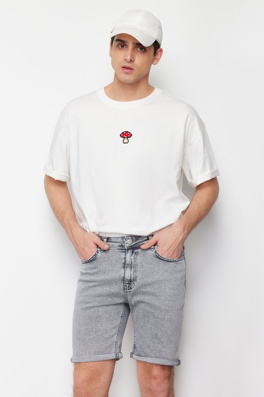 Trendyol Gray Slim Fit Layered Denim Jeans Shorts