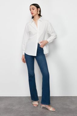 Trendyol Ecru Lace Detailed Oversize/Wide Fit Woven Shirt