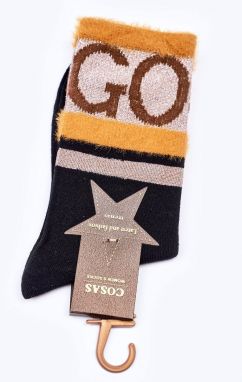 Women's cotton socks GO-GO WITH FUR COSAS BLACK