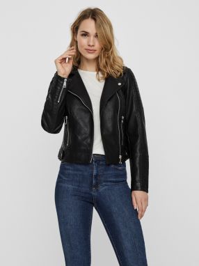 Čierna koženková bunda VERO MODA Kerriultra