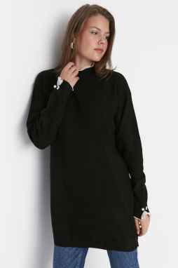 Trendyol Čierna perla Detailný pletený sveter sveter
