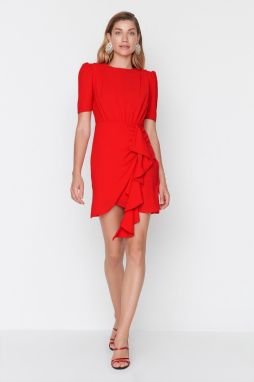 Trendyol Red Shirring detailné večerné šaty