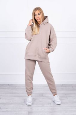 Insulated set with hood dark beige