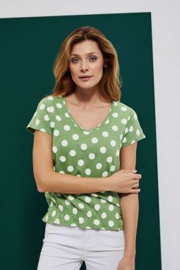 Polka dot blouse with V-neck