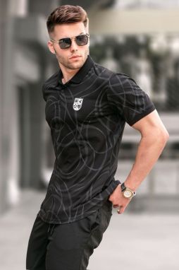 Madmext čierne vzorované polo tričko s golierom 5873