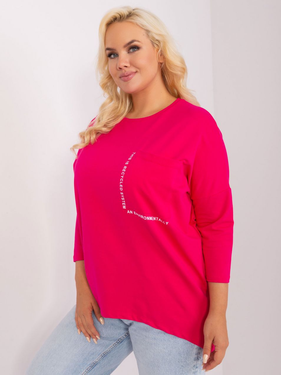 Fuchsia asymmetrical blouse in a larger size