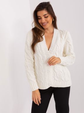 Ecru ladies cardigan with wool