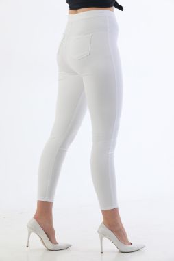 BİKELİFE Plus Size Biele Nohavice s Vysokým Pásom z Lycry a Gabardénu