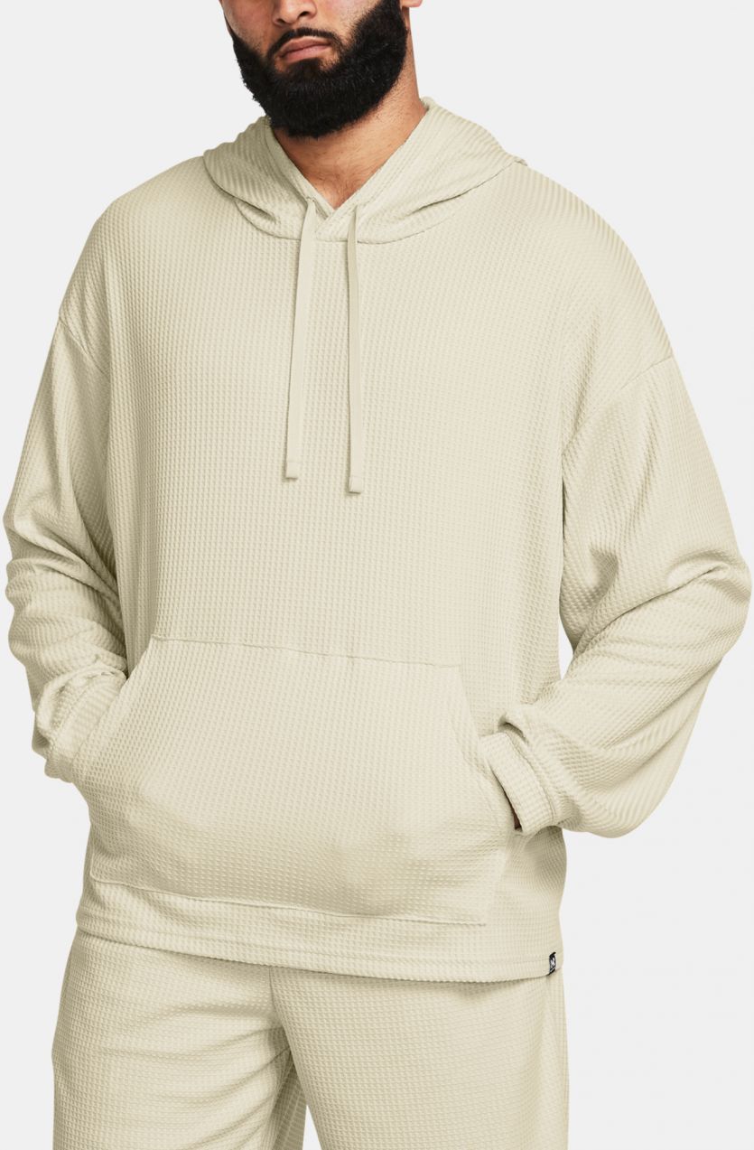 Krémová športová mikina Under Armour UA Rival Waffle Hoodie