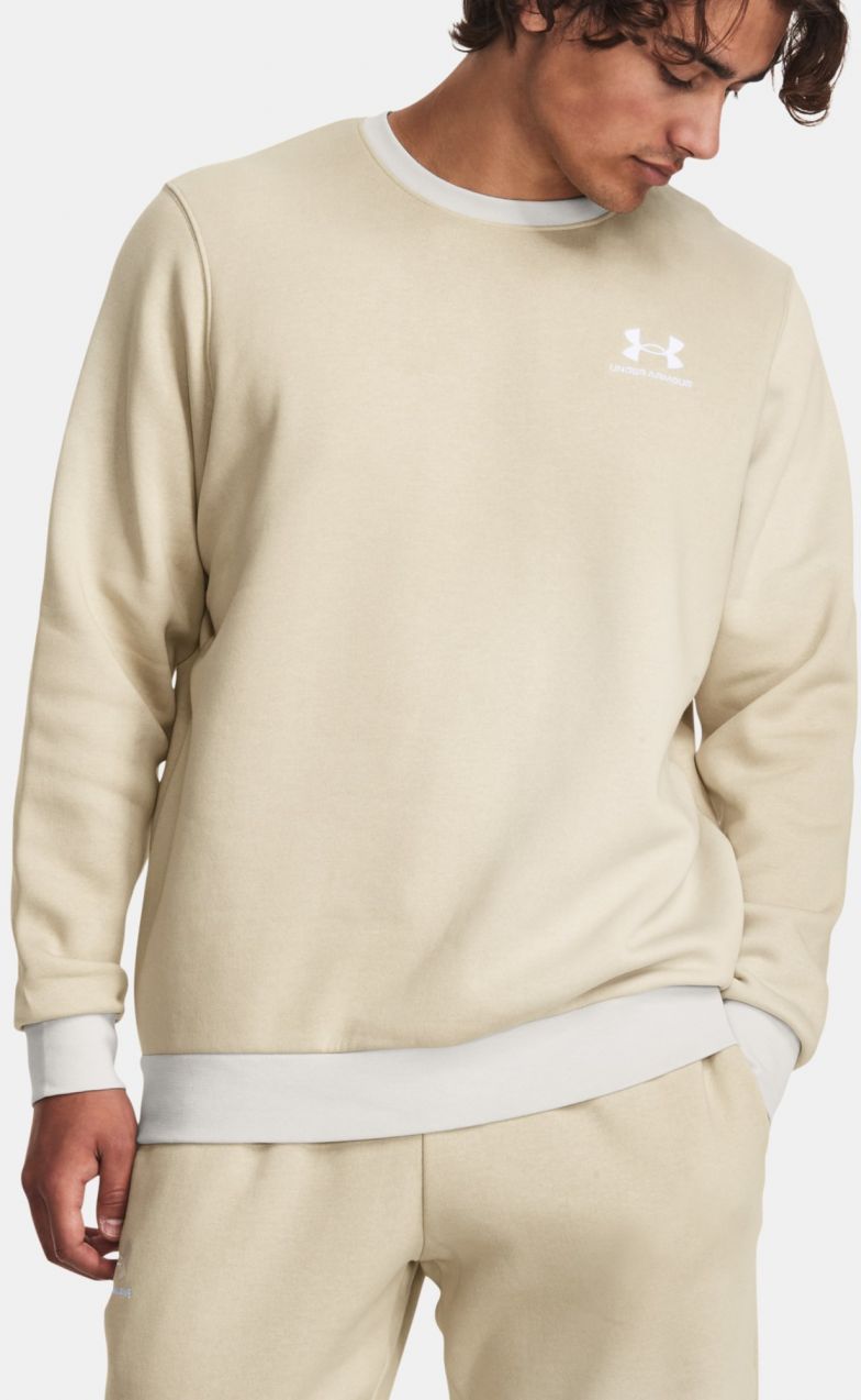Béžová mikina Under Armour UA Essential Flc Novelty Crw