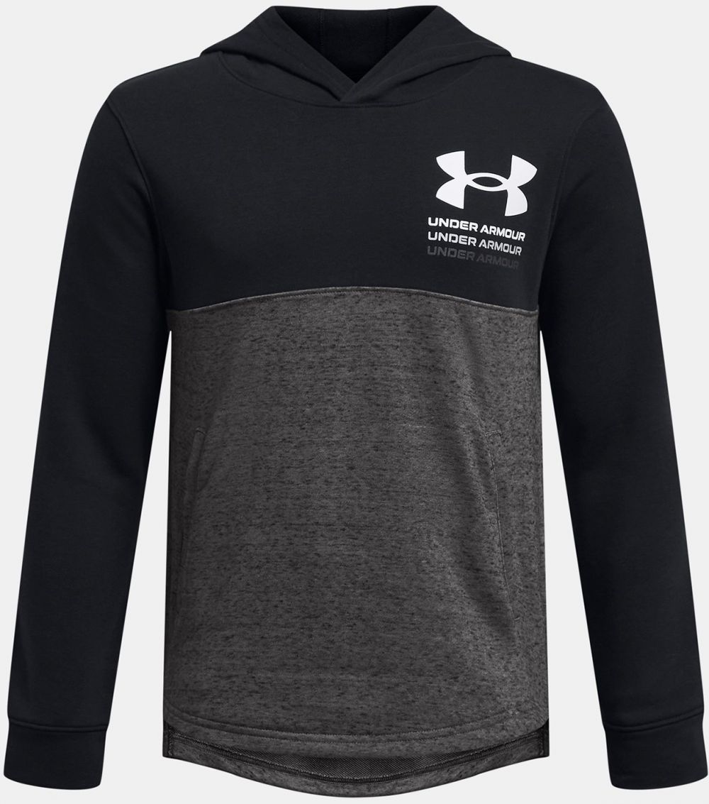 Čierna športová mikina Under Armour UA Boys Rival Terry Hoodie