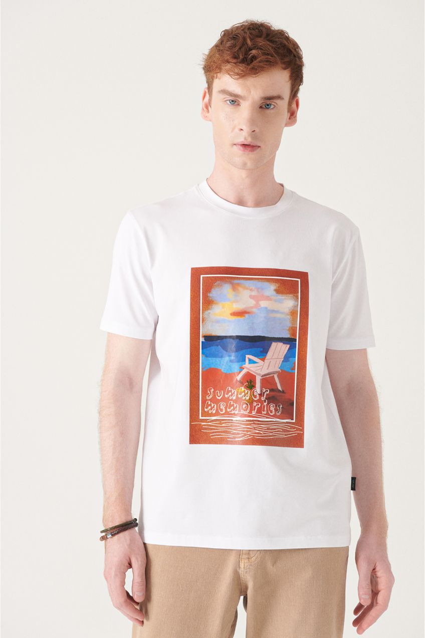 Avva Men's White Slogan Printed Cotton T-shirt