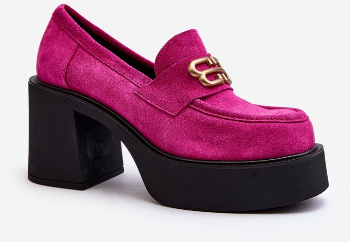 Zazoo women's suede high-heeled shoes, fuchsia