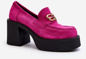 Zazoo women's suede high-heeled shoes, fuchsia