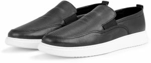 Ducavelli Seon Genuine Leather Men's Casual Shoes, Loafers, Summer Shoes, Light Shoes Black.