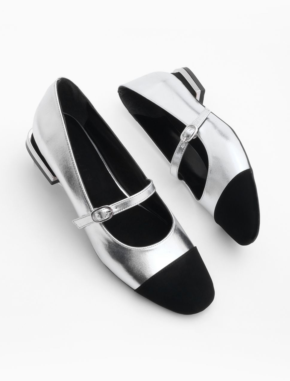 Marjin Women's Helmet Ballerina Shoes Mary Jane Vilan Silver