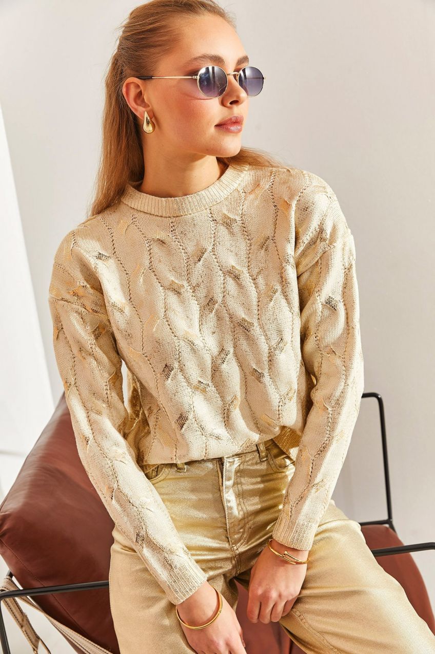 Bianco Lucci Women's Patterned Knitwear Sweater