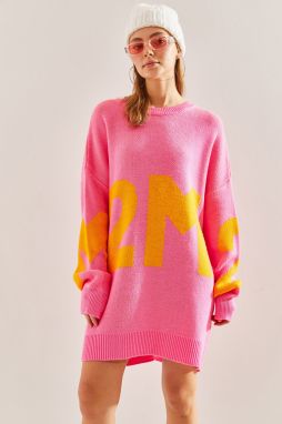 Bianco Lucci Women's 2M Printed Oversize Knitwear Sweater