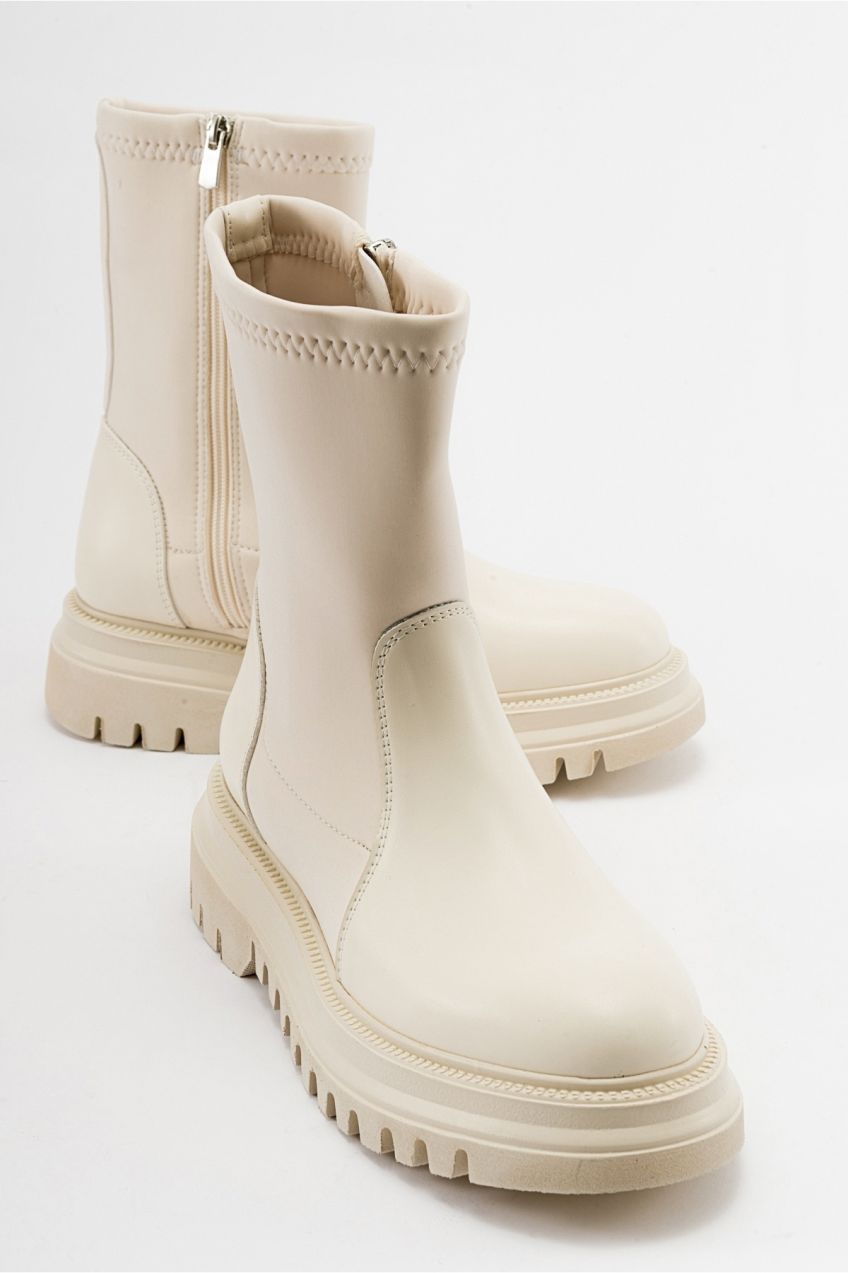 LuviShoes ALIAS Beige Scuba Women's Boots