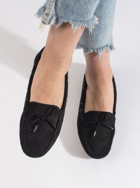 Shelvt Comfortable suede loafers for women black