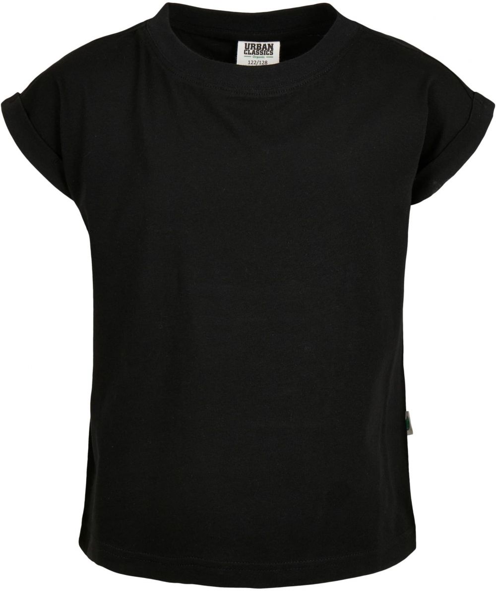 Girls' Organic T-Shirt with Extended Shoulder Black