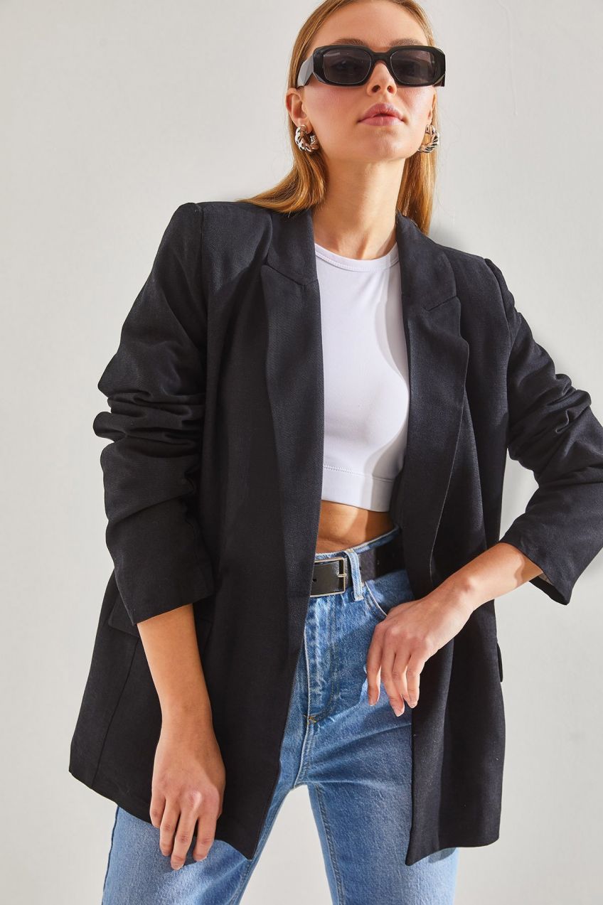 Bianco Lucci Women's Sleeve Detailed Blazer Jacket
