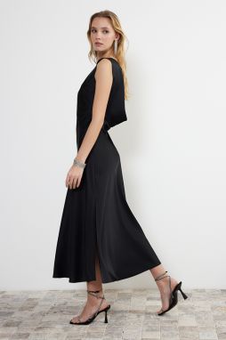 Trendyol Black Back Woven Satin Dress