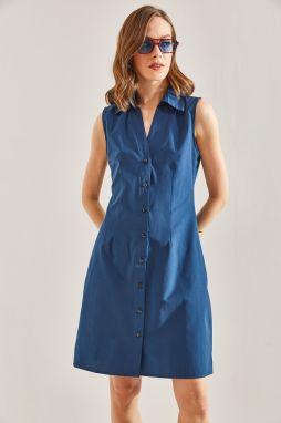 Bianco Lucci Women's Buttoned Polo Neck Dress