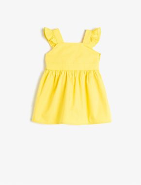 Koton Straps Midi Sleeveless Ruffle Cotton Cotton Dress
