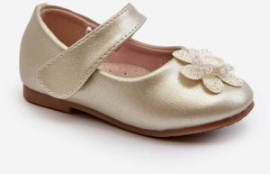 Children's ballerinas with Velcro closure and gold serinde decoration
