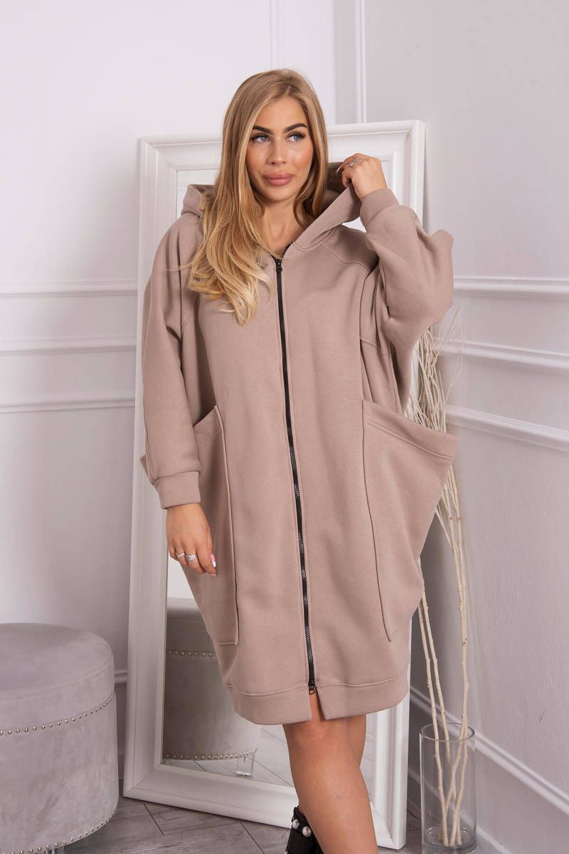 Oversize insulated sweatshirt dark beige