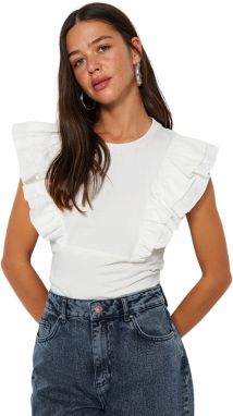 Trendyol White Brode Detailed Knitted Knitted Blouse