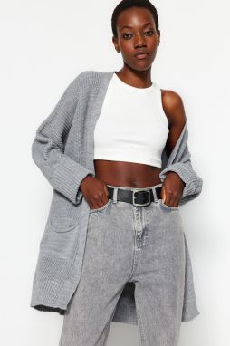 Trendyol Grey oversized úpletový kardigán