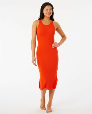 Šaty Rip Curl PRÉMIOVÉ REBROVÉ PRETEKÁRSKE ŠATY Hot Orange