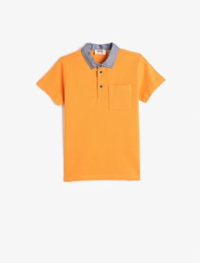 Koton Polo-Neck T-Shirt Short Sleeved One Pocket Detailed Cotton.