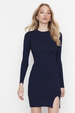 Trendyol Navy Blue Mini úplet Basic šaty