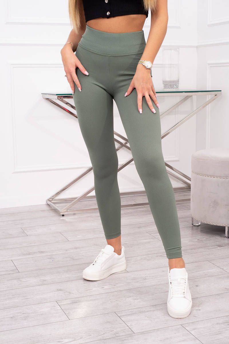 Striped leggings trousers dark mint