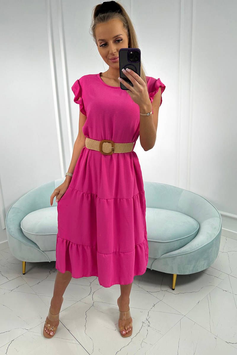 Dress with fuchsia ruffles