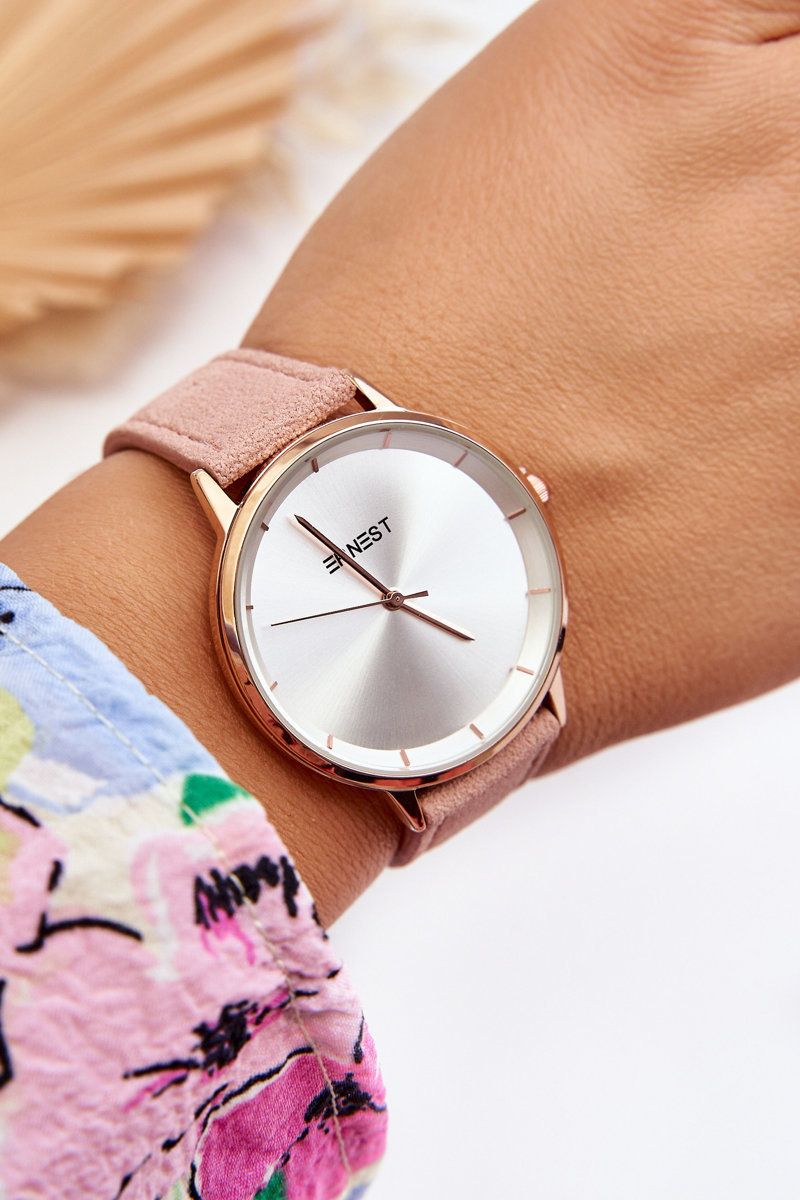 Leather analog watch Ernest 94193 Pink