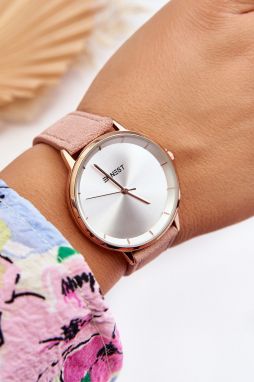 Leather analog watch Ernest 94193 Pink