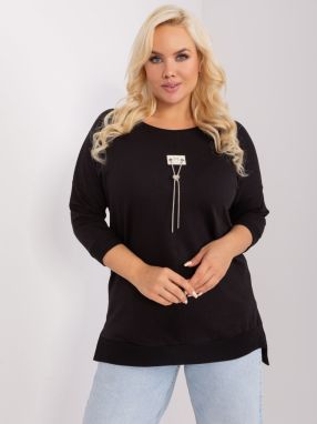 Black oversized blouse with decorative chain