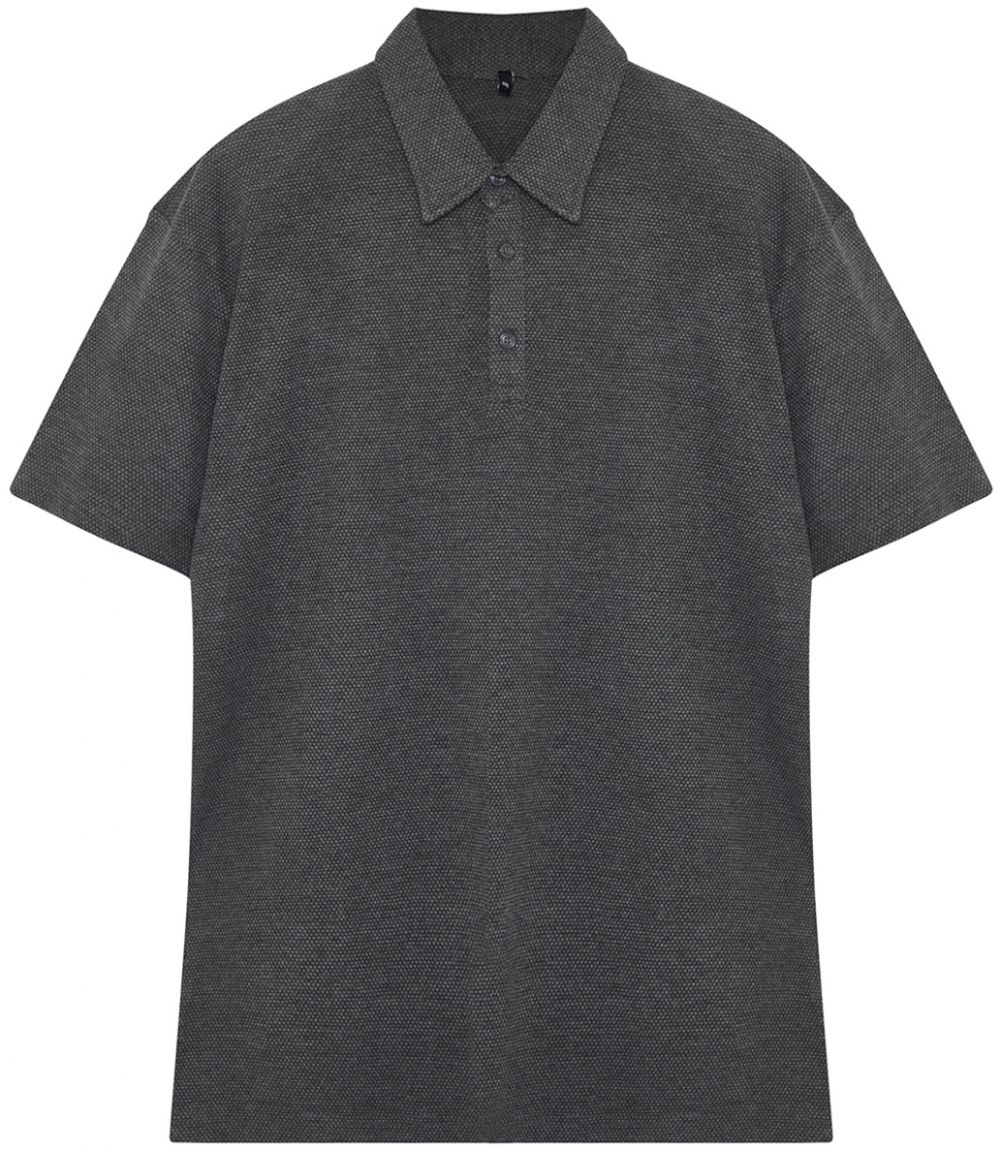Trendyol Plus Size Anthracite Regular/Normal Cut Textured Polo Collar T-shirt