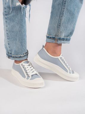 Shelvt Women's light blue platform sneakers